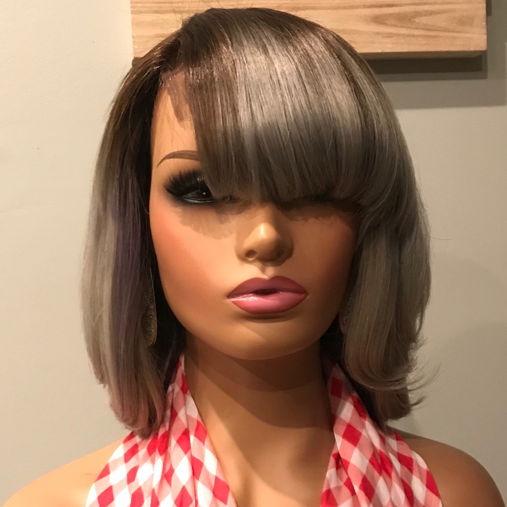 Custom Gray Bob Brazilian Human Hair Wig